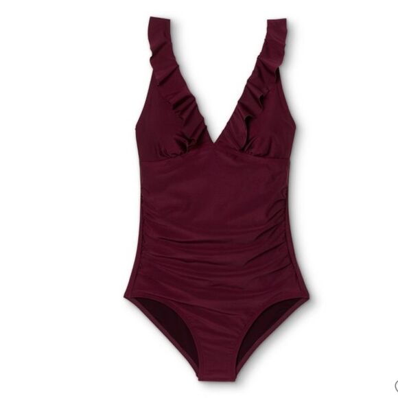 Kona Sol Small Ruffle Over the shoulder One Piece Swimsuit - Picture 1 of 7